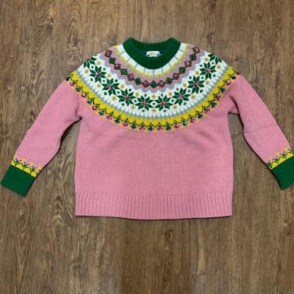 Boden Pink and Green Fair Isle Sweater - Picture 9 of 12